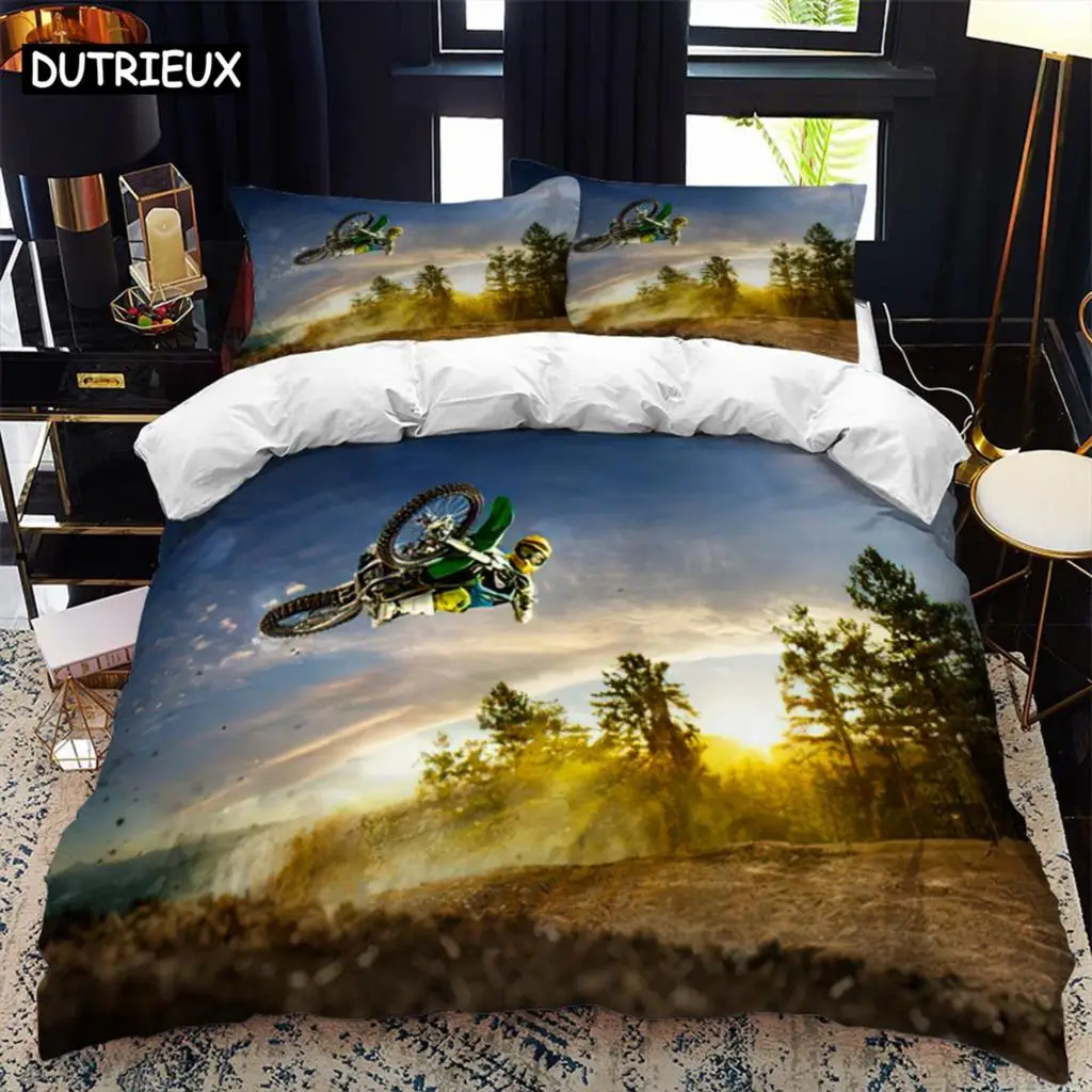 

Motorcycle rider bed duvet cover set queen calico Twin size comforter bedding set Single complete set
