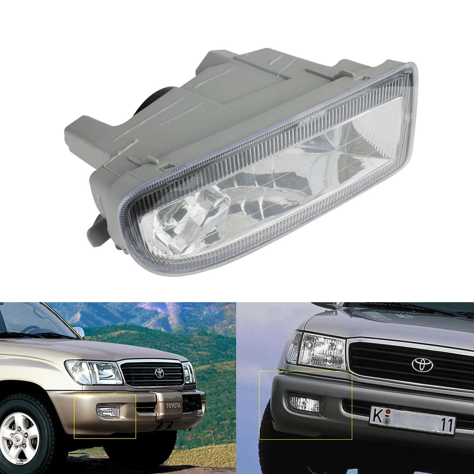 

Противотуманная фара ANGRONG, правая сторона водителя, без лампы для Toyota Land Cruiser FJ100 98-07