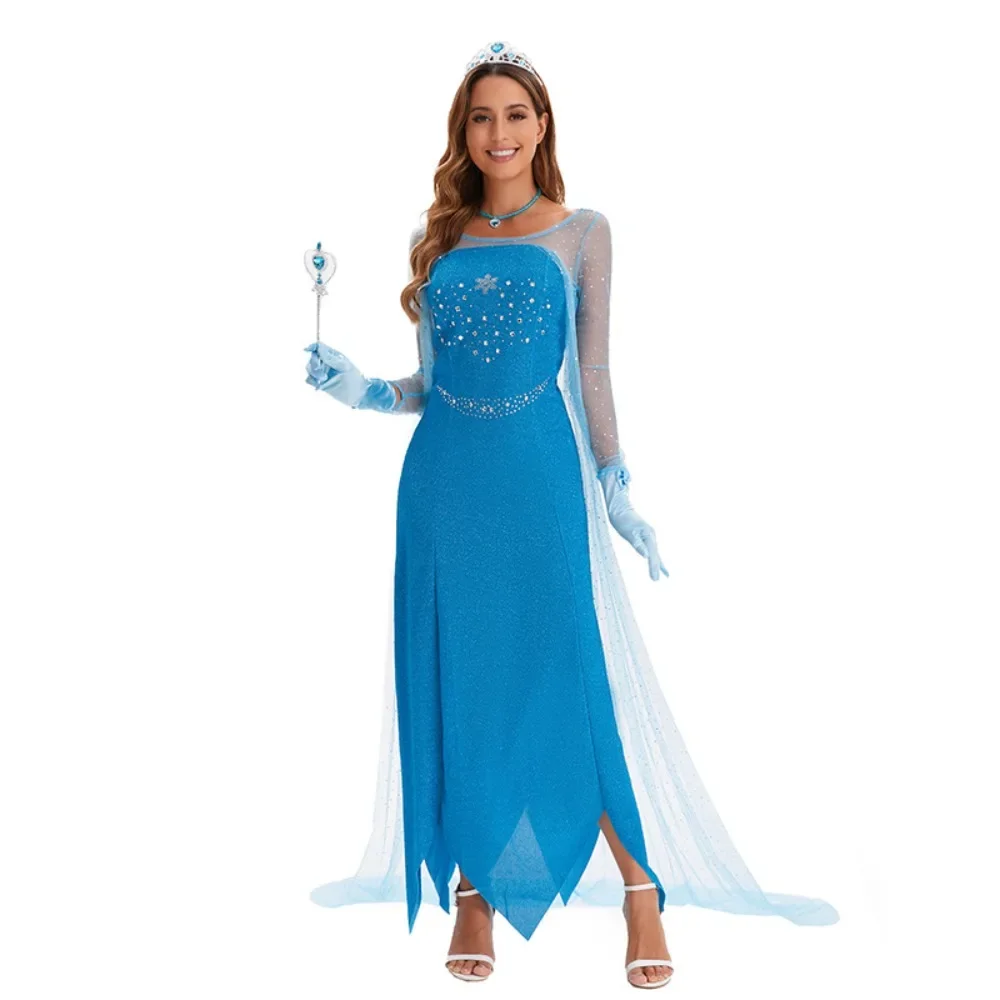 

Anime Movie Ice Princess Cosplay Costume Female Blue Dress Suit Women Ice Queen Role Play Long Skirt Halloween Carnival Party