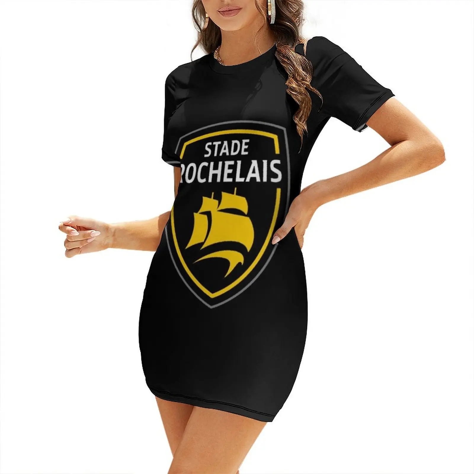 

Stade Rochelais Rugby logo Short-Sleeved Dress Bride dresses prom dresses women's fashion dresses Dress