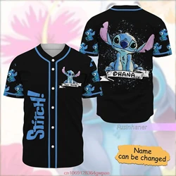 Personalized Disney Stitch Baseball Jersey Shirt Stitch Custom Top Printed Crew Neck Clothing Casual Street Style Jacket