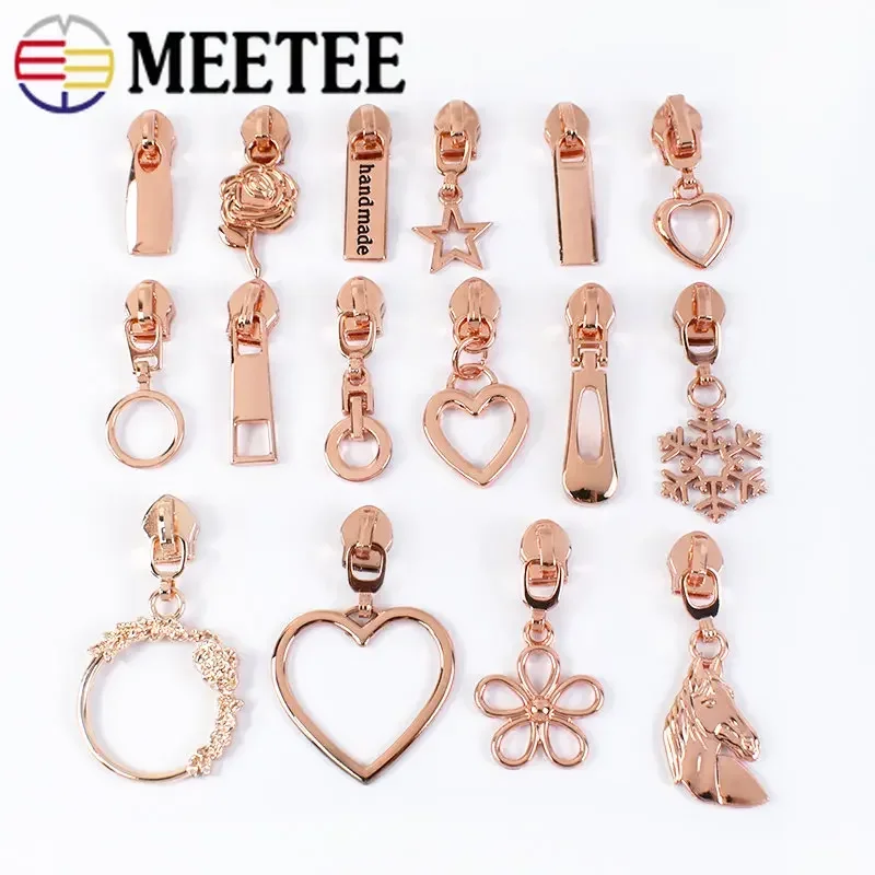 Meetee 10/20/30Pcs 5# Zipper Slider for Nylon Zippers Luggage Clothes Tent Zip Puller Repair Kit Decorative Sewing Accessories