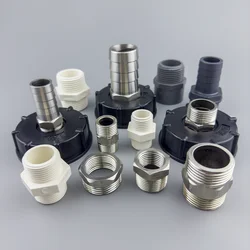 IBC Water Tank 304 Stainless Steel Spout Fittings 60MM to 1'' 3/4''  1/2''  Garden Hose Fittings High Quality Tank Adapter