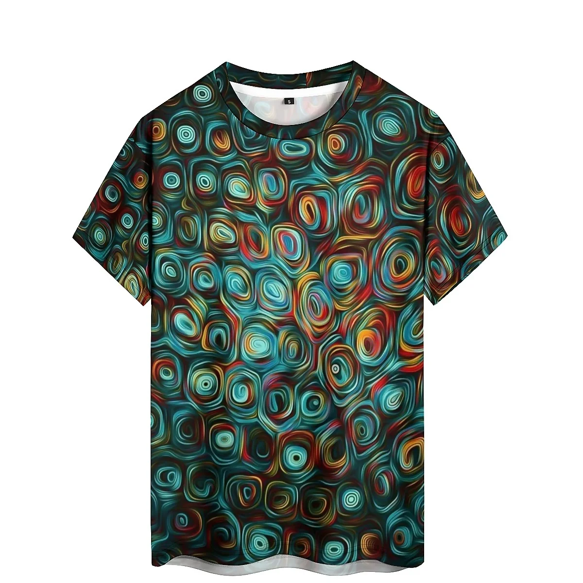 Men's Retro Design Full Body Printed 3D Round Neck T-shirt for Couples, Colorful and Dynamic, Splashed Ink, Gym Exercise, Runnin
