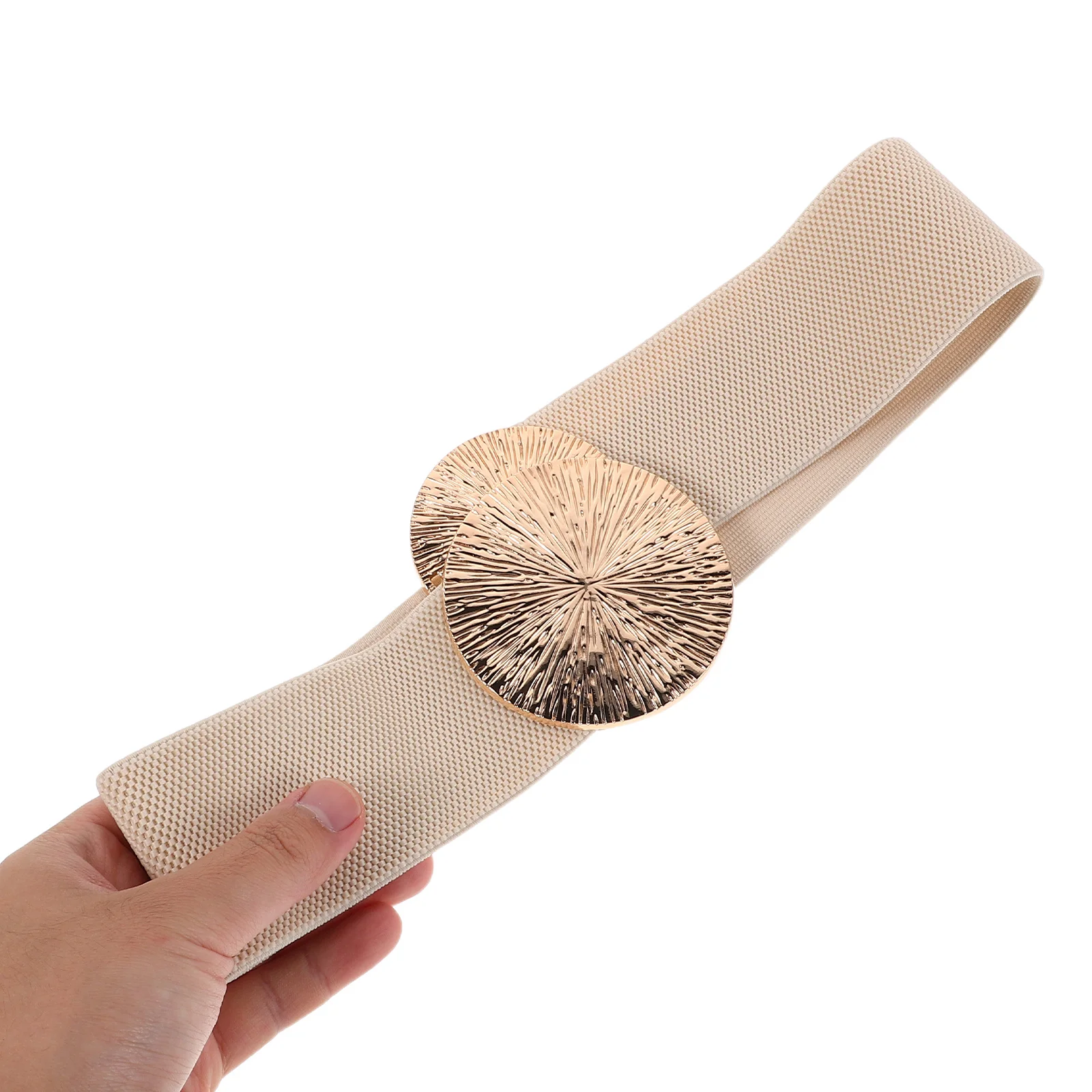 

Women Wide Elastic Waist Belt Beige Stretch Strap Cinch Belt for Dresses Jeans Coats Versatile Fashion Accessory