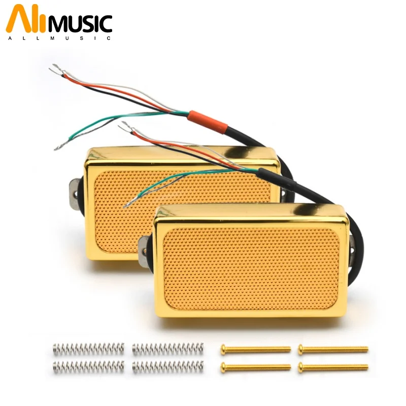 Brass Cover Alnico 5  LP Style Guitar Humbucker Metal Mesh Surface Guitar Pickup 4 Coil Cable 7.5k/15k Coil Splitting Alnico V