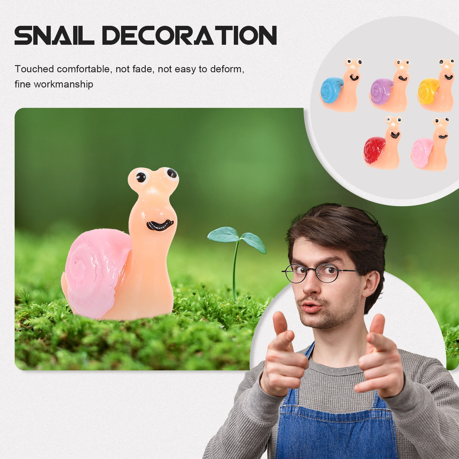 

20 pcs Moss Snail Ornament Mini Decorations Synthetic Resin Landscape Garden Bonsai Yard Balcony Durable Non Fading