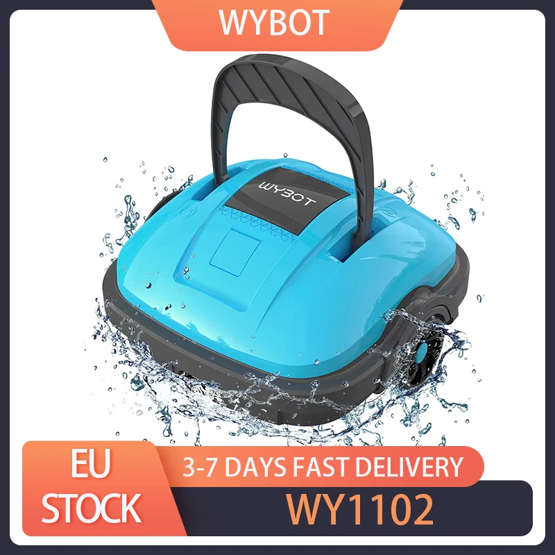 WYBOT WY1102 Cordless Pool Robot Vacuum, Dual Motor, Max 50min Runtime, Up to 525sq.ft, for Flat-bottom Pools