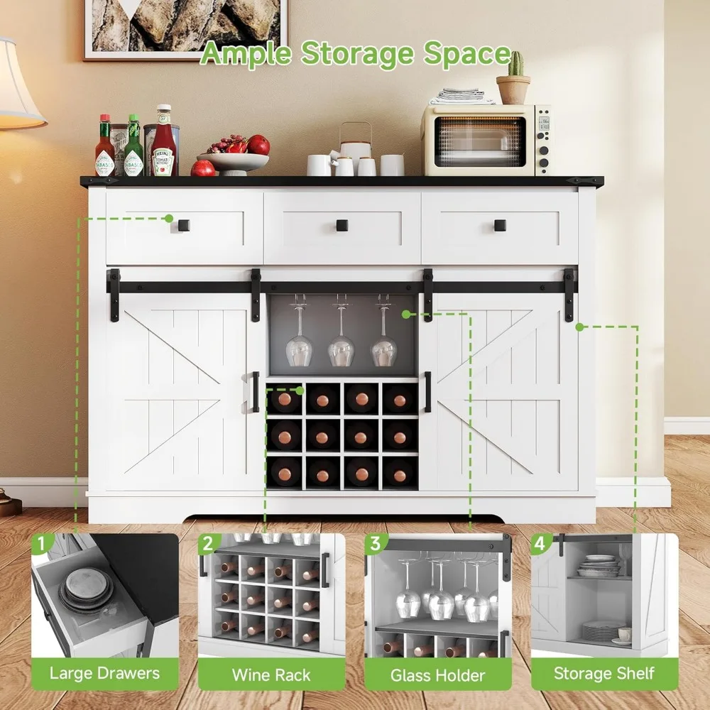 خزانة بار النبيذ، 54 خزانة بار القهوة مع مساحة تخزين، باب الحظيرة المنزلقة، النبيذ والزجاج، عازلة كبيرة ريفية