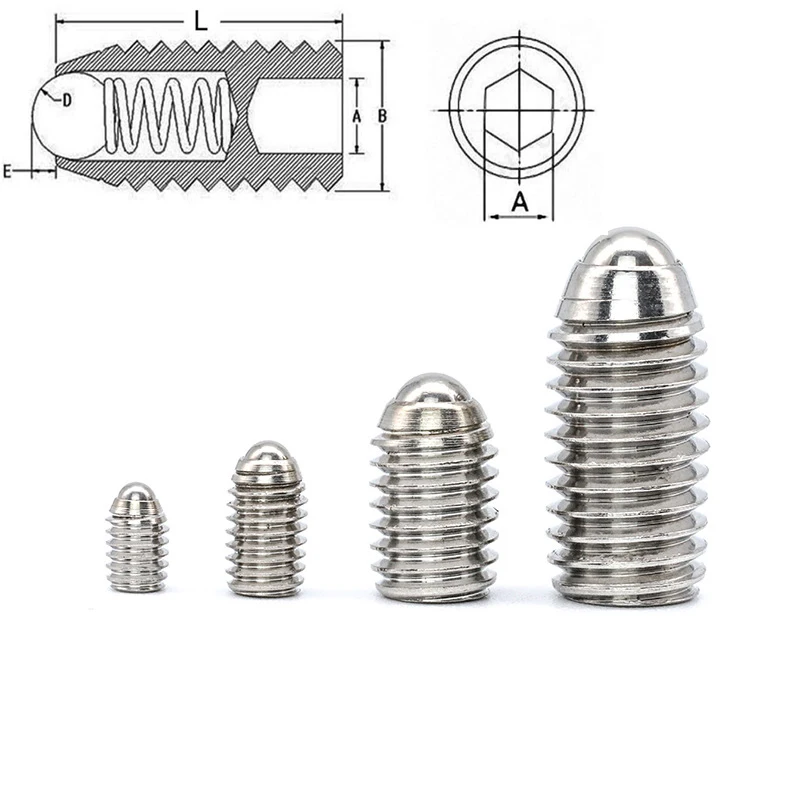 

Sping Ball Plunger W/ Hexagon Positioning Plunger Ball Set Screw Bolt M3M4M5M6 Indexing Locking Indexing or Clamping Components