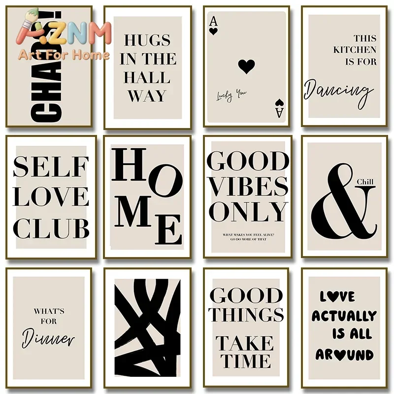 1 unidad, póster sin marco con motivos para el hogar, que transmiten energía positiva, alegría y amor propio, ideal para un ambiente moderno en la cocina o la sala de estar.