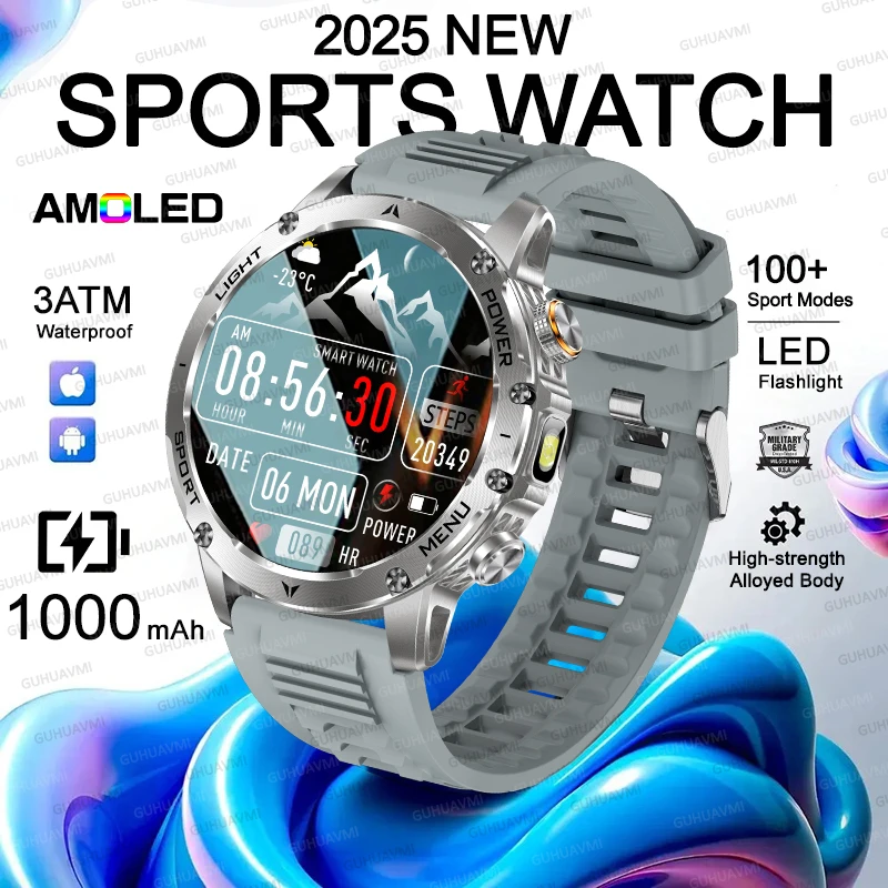 

2025 New T-Rex Military Grade 1000mAh Battery Smart Watch IP68 Waterproof GPS Bluetooth Call HD AMOLED Screen Sports Smart Watch