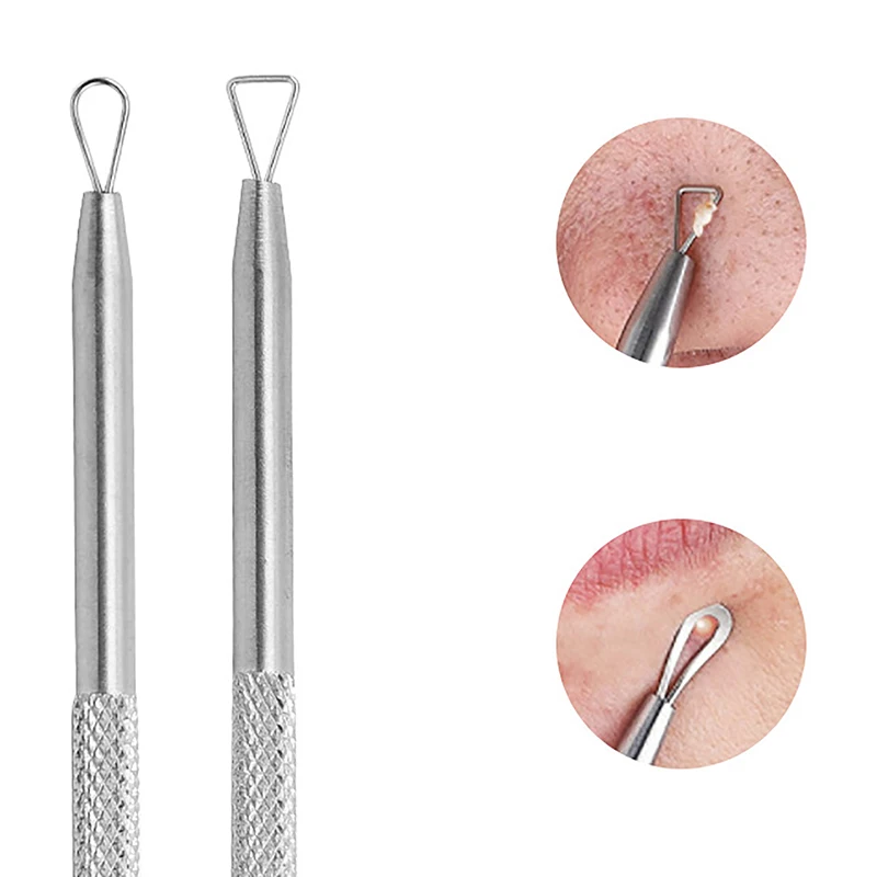 Aguja de doble cabezal para acné, Extractor de espinillas, removedor de manchas, herramienta de belleza para el cuidado de la piel