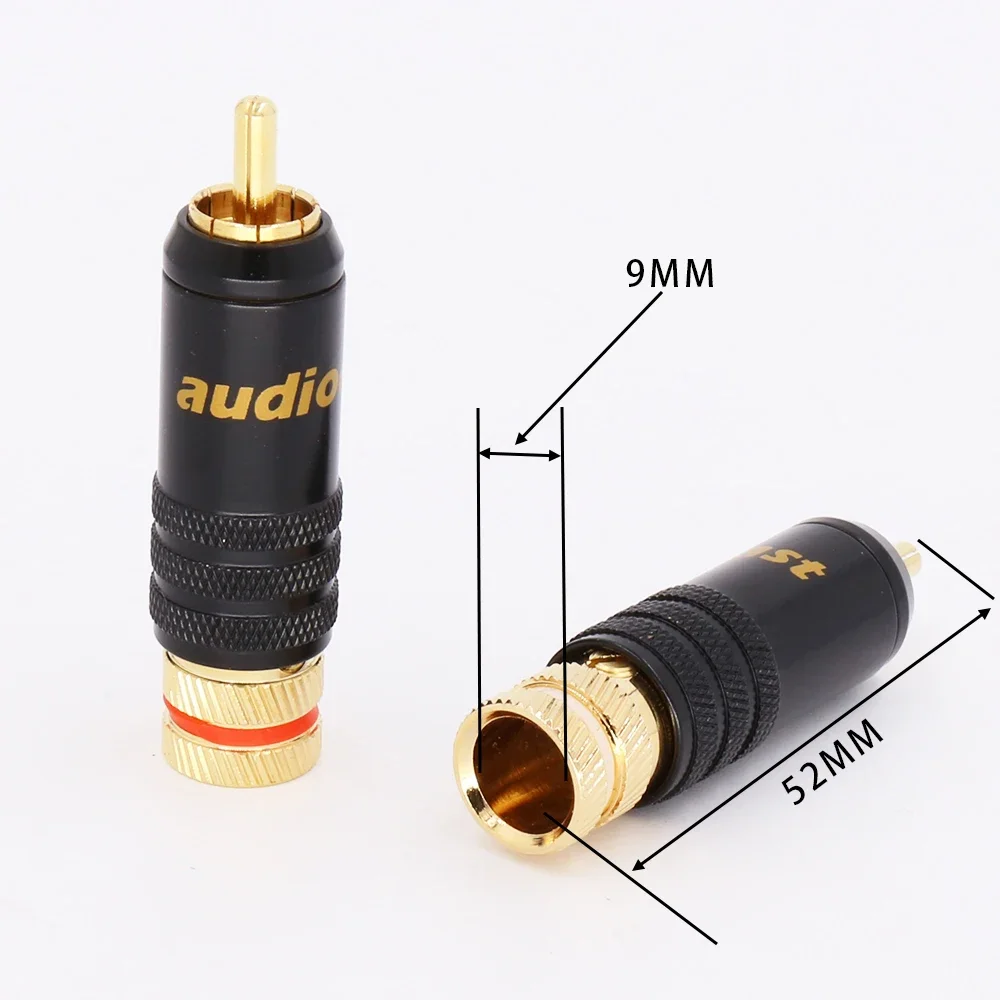 Audiocrast 4pcs 24K Gold Plated RCA Connector Audio Plug Lock Soldering Signal Line Audio Video plugs