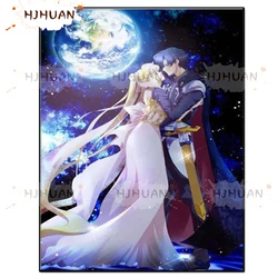 Cartoon, girl, couple Full Square round Diamond 5D DIY Diamond Painting 3D Embroidery Cross Stitch Rhinestone Painting Decor