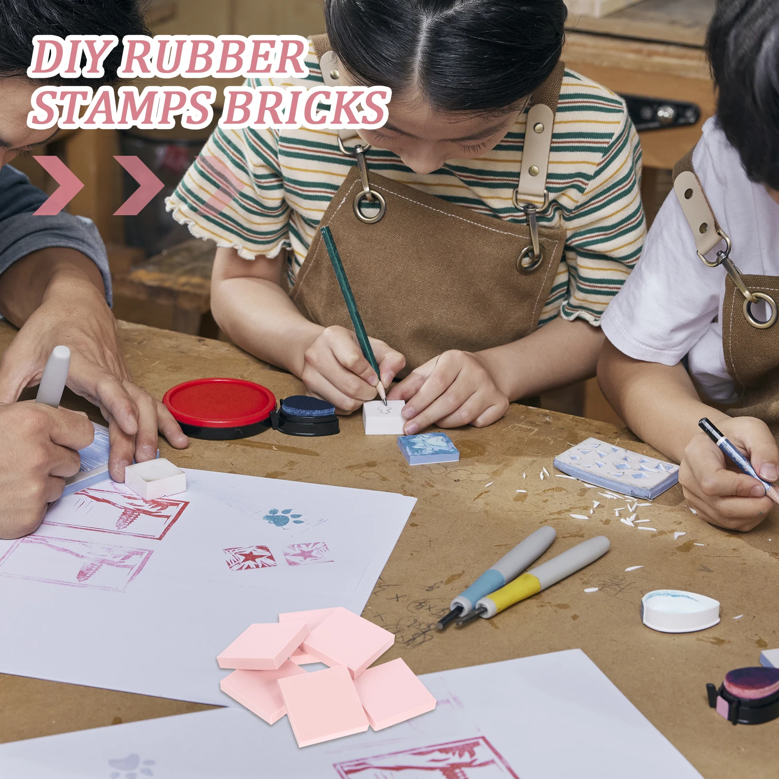 

24pcs Rubber Stamp Carving Blocks Easy Engrave DIY Supplies H made Crafts Home School Use Making Rubber Stamps Tools