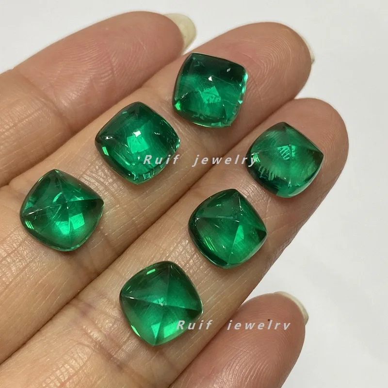 Ruif Good Quality Special Cut Sugar Loaf Lab Grown Emerald Precious Stones Loose Gemstones for Jewelry Making