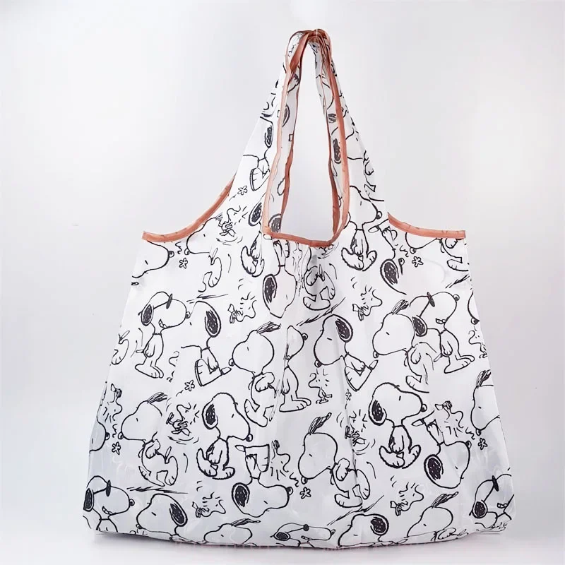 Snoopy Cartoon Foldable Shopping Bag Reusable Polyester Waterproof Big Size Thick Nylon Tote Bag Shoulder Women's Handbags