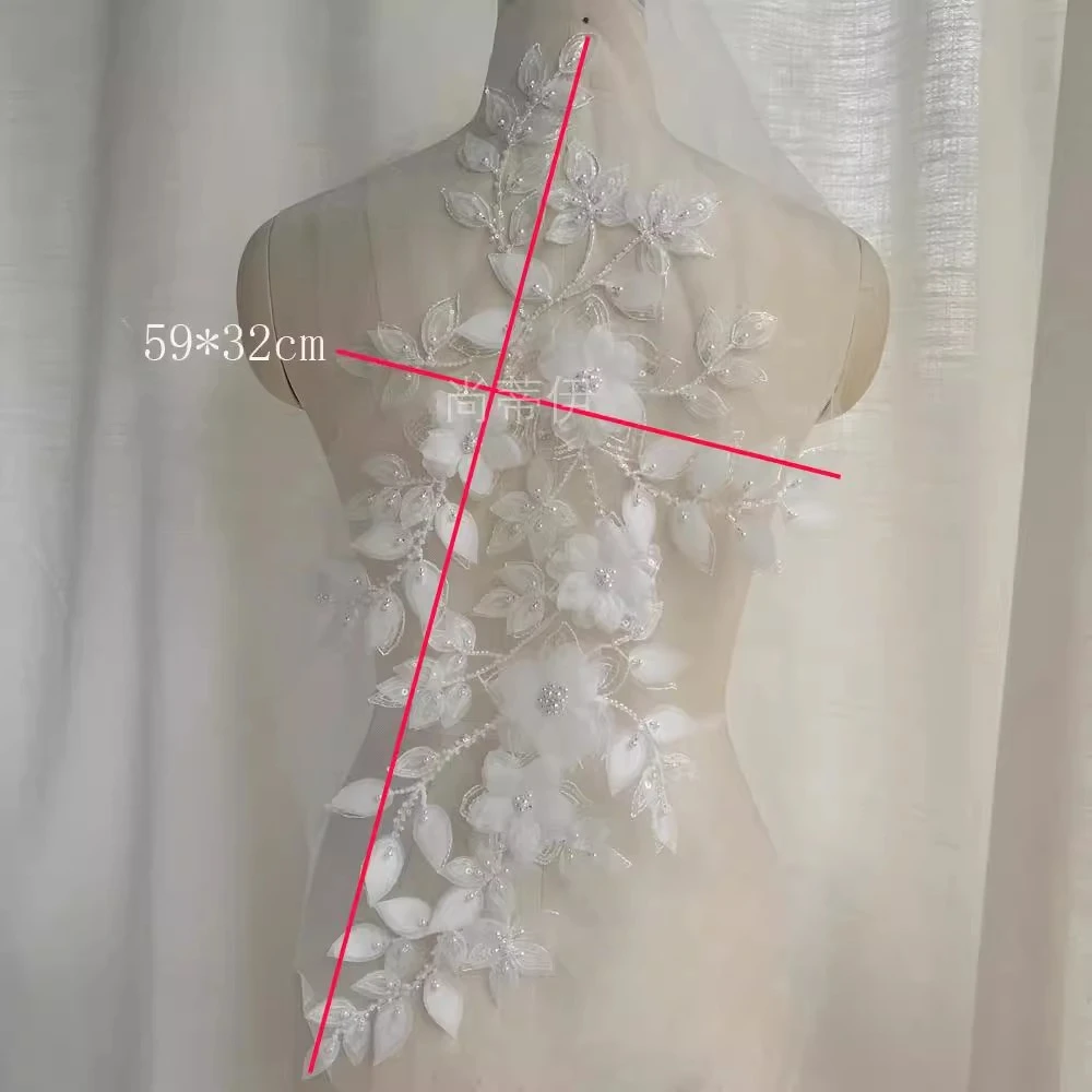 Natürlich weiße handgemachte Nagelperle 3D-Blumenspitze Großes Blumenstück DIY-Bastelzubehör RS – Detail 3