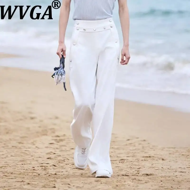 WVGA Spring Summer New Men's Vintage French Style Trendy Straight-Leg Trousers Niche Chic Casual Rivet Decorate Pants Ins W25845
