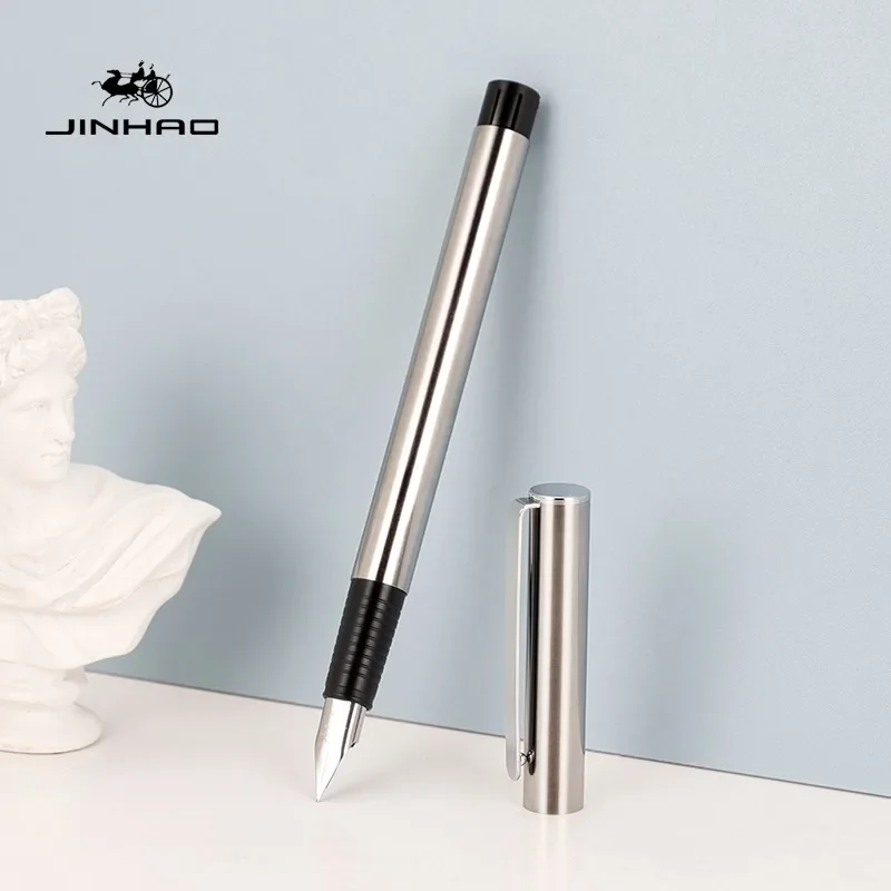 Pióro wieczne Jinhao 65 czarno-srebrne kolory EF F stalówka 0,30 mm luksusowe eleganckie pióro biuro biznesowe uczeń szkolne artykuły papiernicze — zdjęcie 3