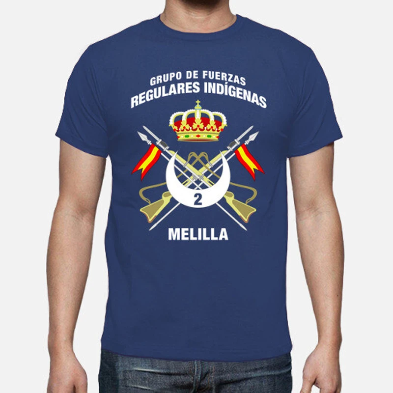 Grupo De Fuerzas Regulares Indigenas. Gfri 2 Melilla. Española Legión T-Shirt. Summer Cotton Short Sleeve O-Neck Mens T Shirt