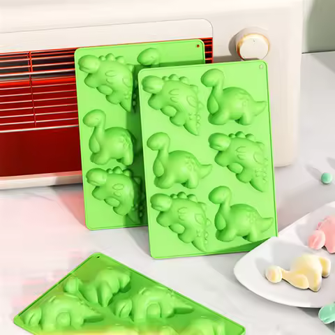 Dinosaur Silicone Cake Mold Chocolate Gummies Mold Tray 6-grid Candy Gummies Mold Cake Decoration Tool DIY Dinosaur Soap Mold