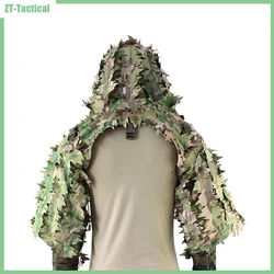 Ghillie Suit Foundation Tactical Sniper Coat Viper Hoods Camouflage Clothes For Airsoft Paintball Hunting Accessories, 3D leaves