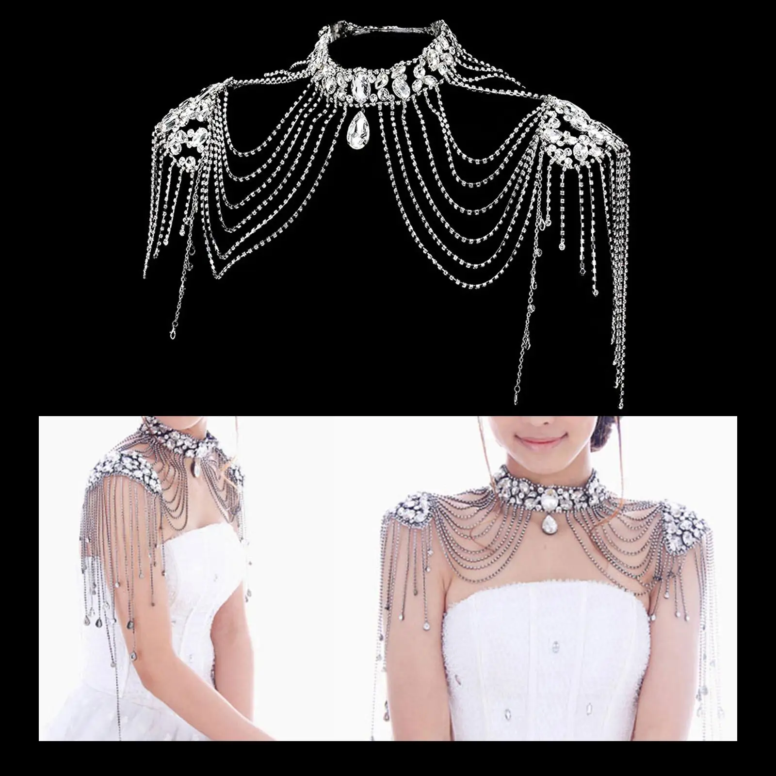 Shoulder Chain Necklace Accessories Adjustable Swimsuit Fashion Durable Handmade Rhinestone Body for Prom Beach Wedding