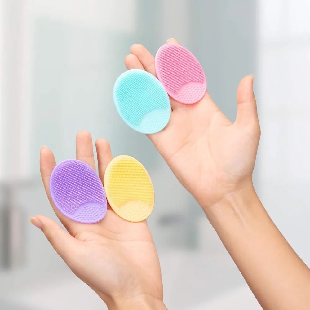 Soft Silicone Facial Cleansing Brush 4 Pack Exfoliator Scrubber Pad for Deep Pore Cleaning Blackhead Acne Treatment Gentle Face Wash Tool Skin Care Routine Men Women Cradle Cap Remover for Babies Reusable Waterproof view 5
