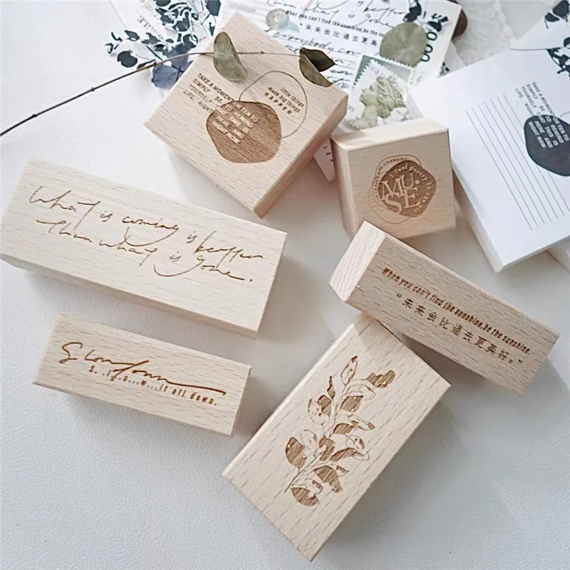 Vinage The Song of Leaves Wooden Rubber Stamp for DIY Scrapbooking Photo Album Card Making