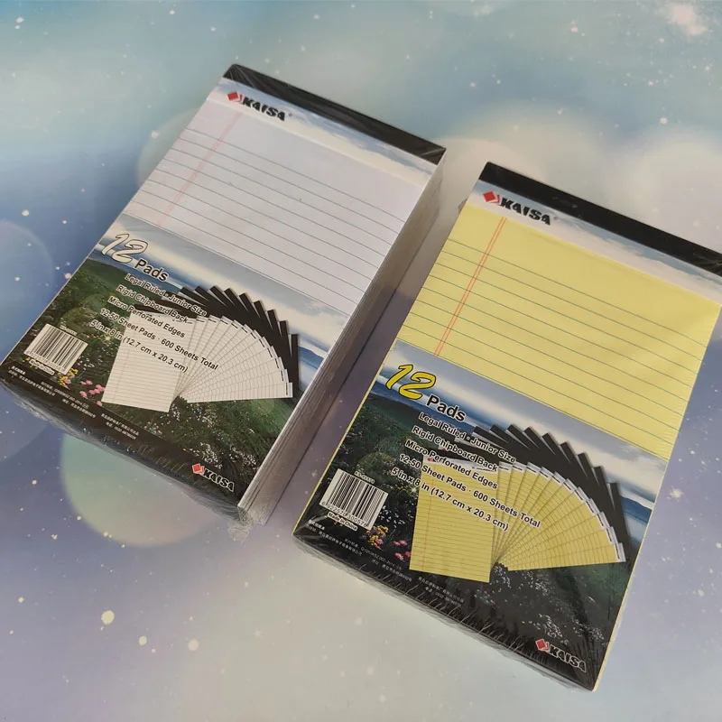 6PCS A4 12PCS A5 Writing Memo Pad USA Style 50 Sheets Easy Tear Line Notepad Office School Supplies White Yellow Write Notebook