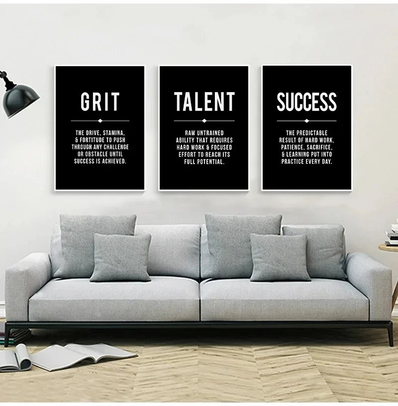 Toile d'art mural de motivation moderne Grind Hustle, succès, affiches imprimées pour décor de salon