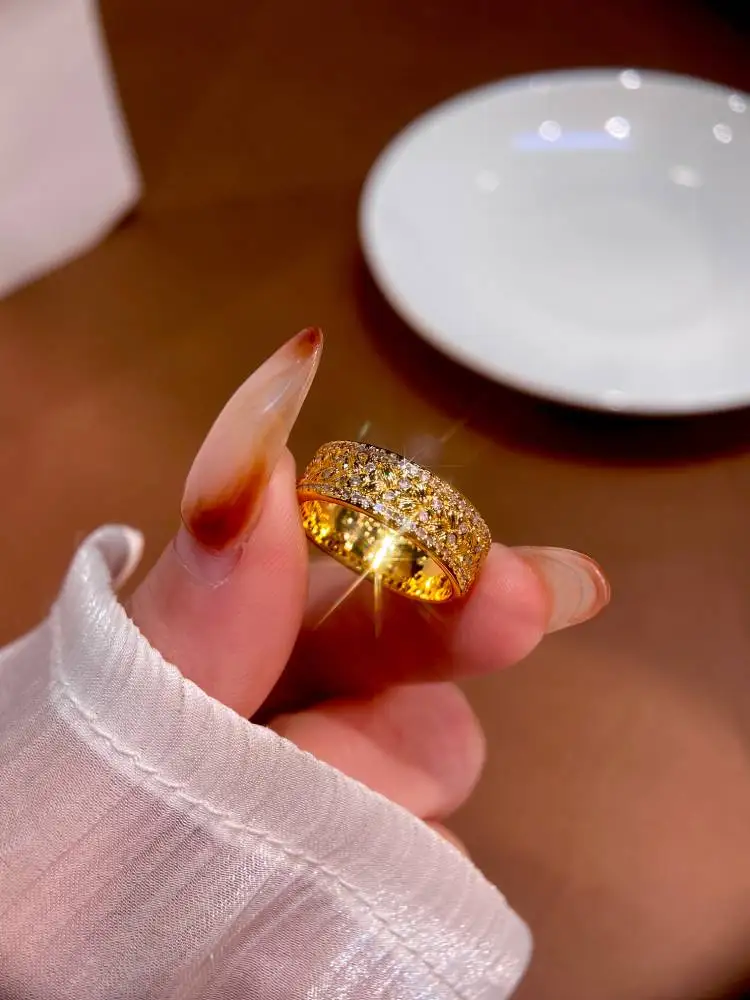 

925 Sterling Silver Gorgeous Sparkling Wheat Zircon Ring For Women Engagement Wedding Luxury Fashion High Quality Fine Jewelry