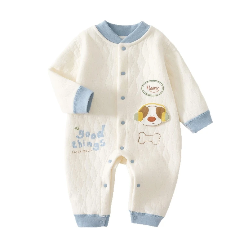 Baby Cotton Halloween Romper for  Autumn&Winter Infant Cute Dog Print Warm Onesies Boys&Girls Round Neck Jumpsuit for 6-12M