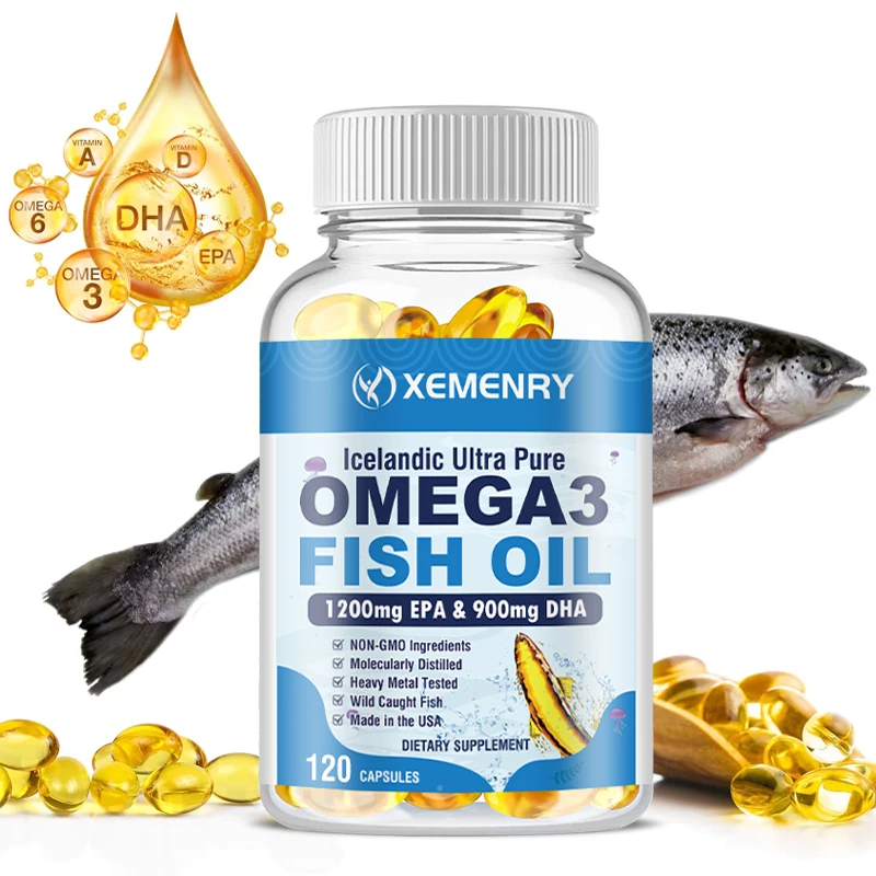 Omega 3 Fish Oil Capsules - Rich in DHA/EPA - Promotes Joint, Eye, Skin Health, Immune Support