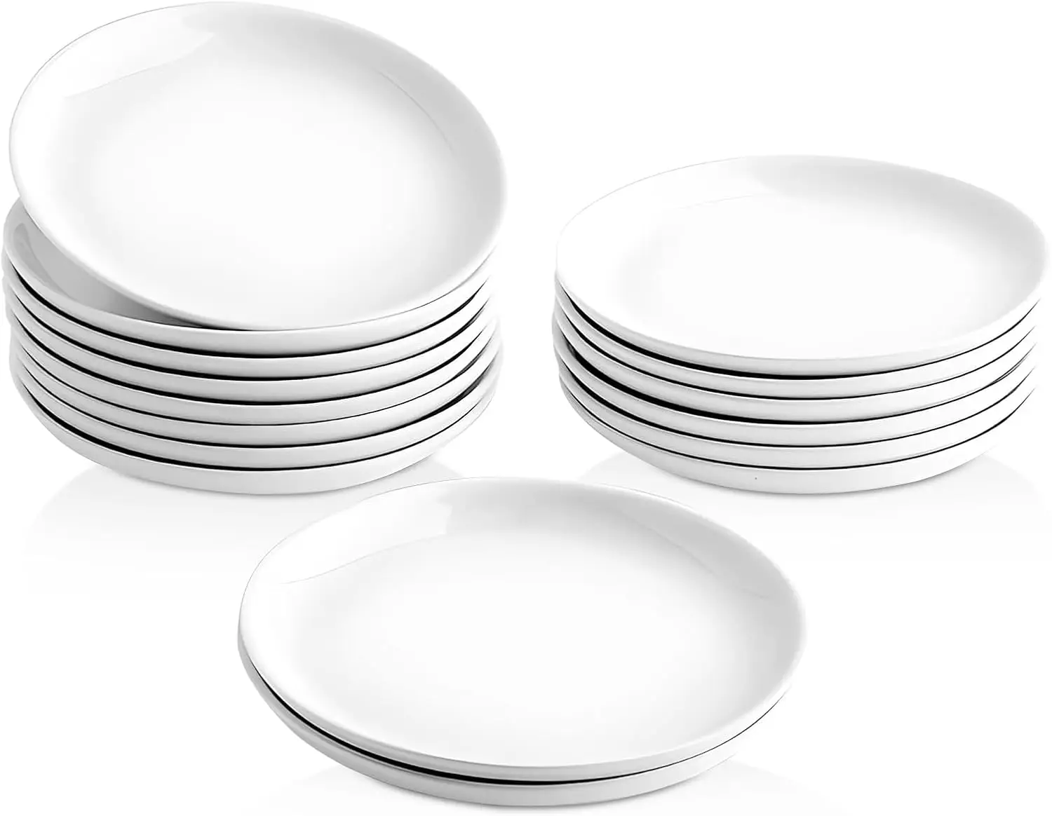 

16 Piece Ceramic Appetizer Plates, 5.6 Inch Small Dessert Plates Set, White Round Plates for Bread, Butter, Snack, Lightweight D