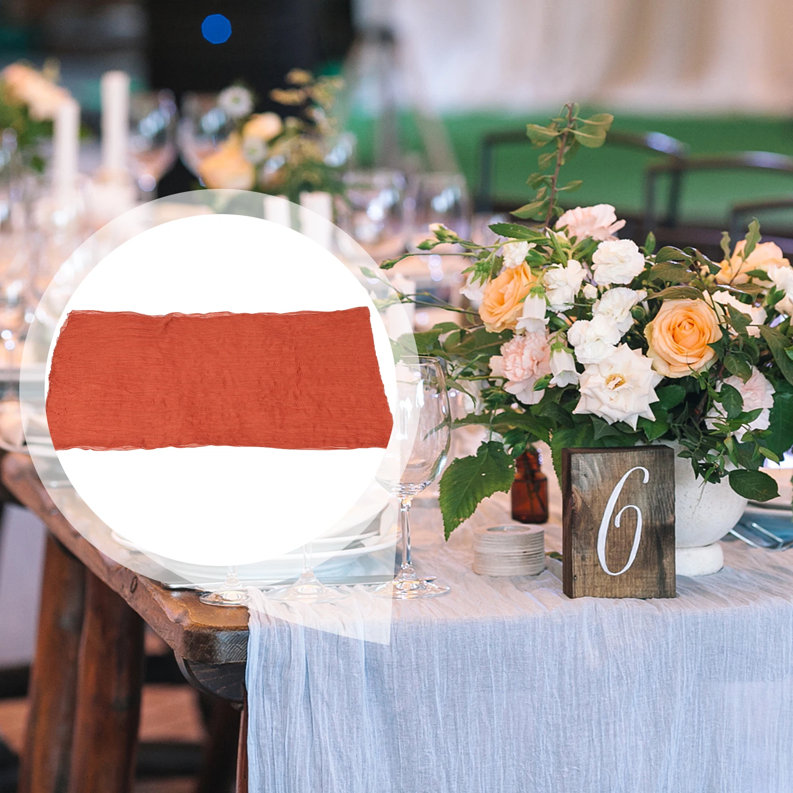 

Rustic Cheesecloth Table Runner Tablecloth Decoration Vintage Style Wedding Bridal Shower Party Reception Holiday Rustic Table