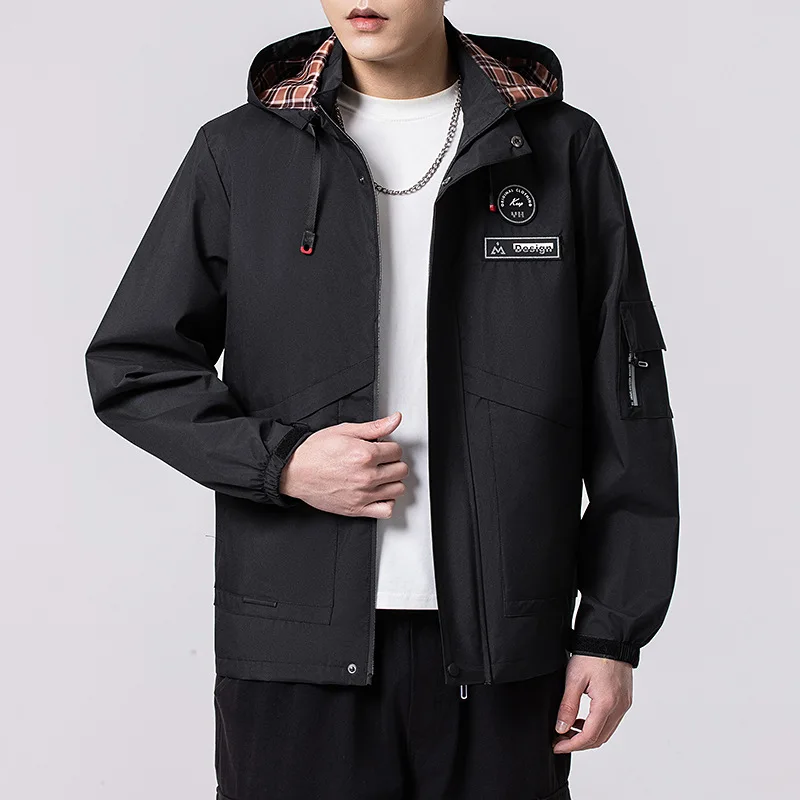 

Men's Utility Jacket Stand-Up Collar Loose Fit Waterproof Hooded Outdoor Trendy Spring/Summer 2026