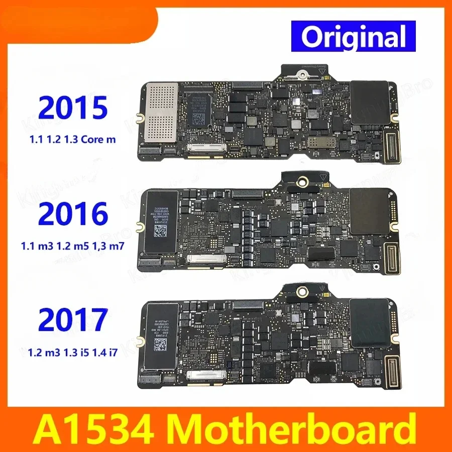 Original A1534 Motherboard for M3 M5 i5 i7 256GB 512GB For Macbook 12