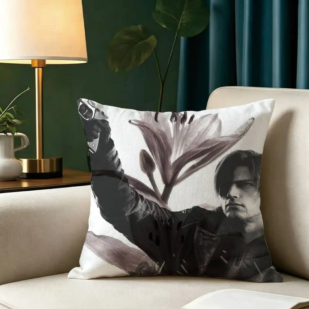 Game Resident Evil Requiem Leon  Square Double-Sided printed Pillow Case Bedroom Bedside Pillow Sofa Cushion Cover