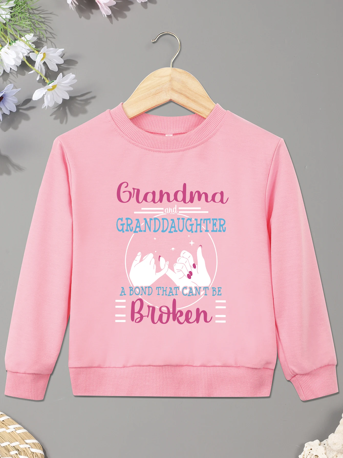 Baby Girl Boy Sweatshirt Cool Finger Pull Hook GRANDMA AND GRANDDAUGHTER A BOND THAT CANT BE BROKEN Print Kid Sweater