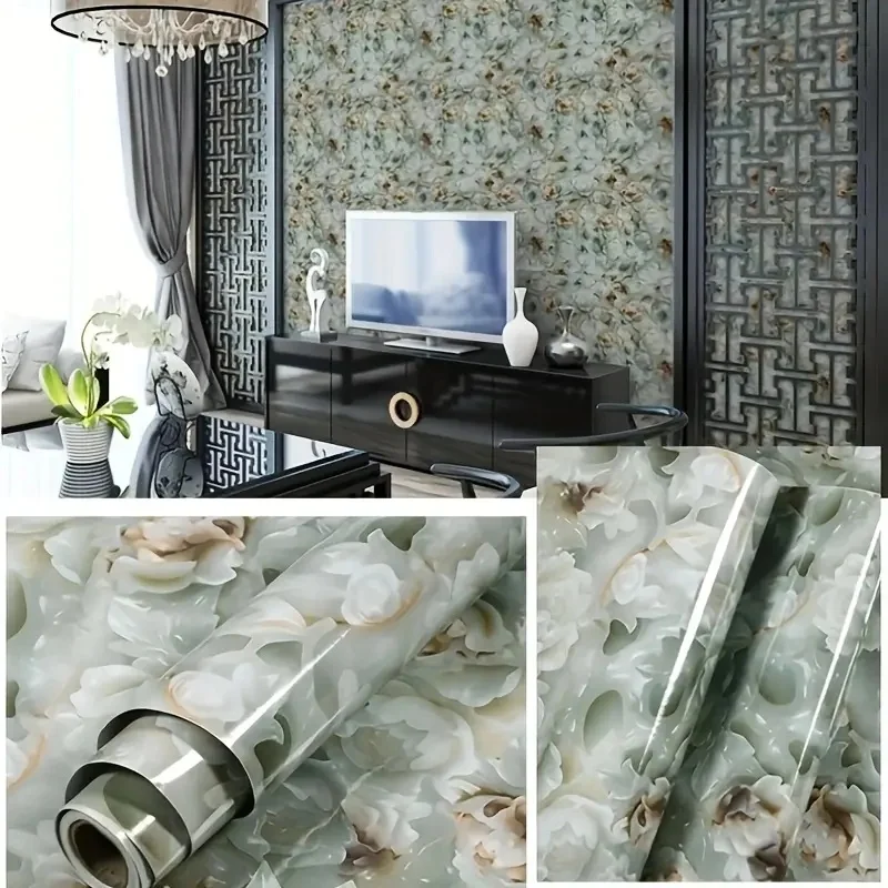 

1 Roll Self-Adhesive Wallpaper, Marble Contact Paper, Peel And Stick, Waterproof Removable Living Room Kitchen Bedroom Dormitory