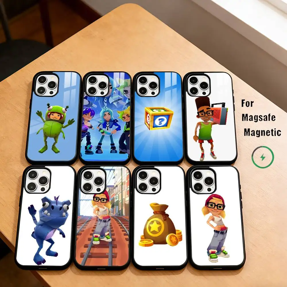

Game S-Subway S-Surfers Phone Case For iPhone17,16,15,14,13,12,11 Plus,Pro Magnetic For Magsafe Wireless Charging