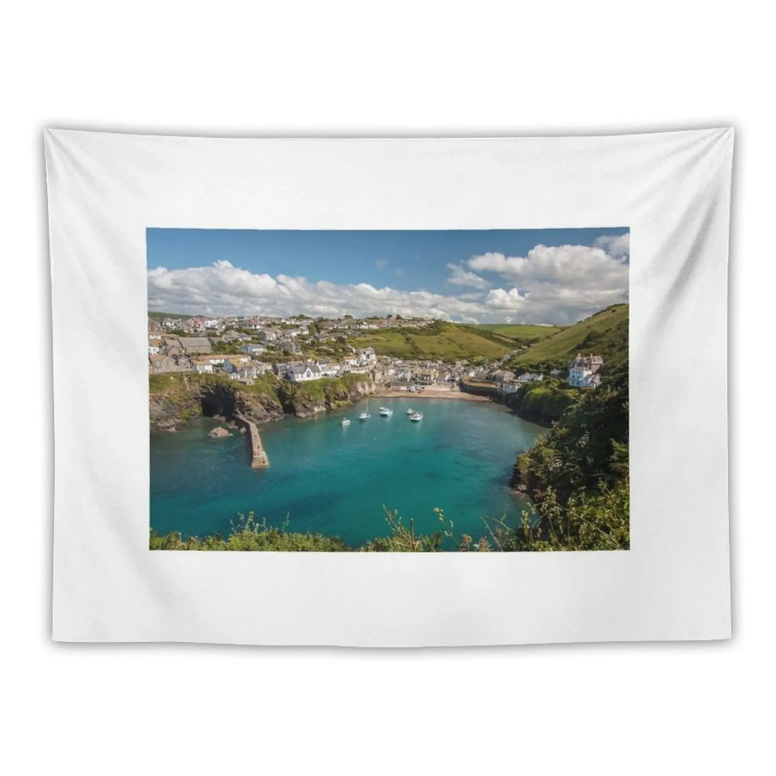 

Port Isaac Harbour view Tapestry Korean Room Decor Wall Hangings Decoration Anime Decor Tapestry