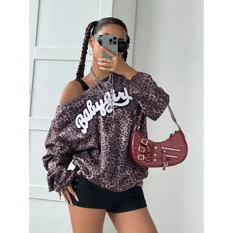 

Женская свободная футболка с длинным рукавом, повседневный уличный ветровой топ, повседневная рубашка, удобная быстросохнущая, забавный леопардовый дизайн с 3D-принтом