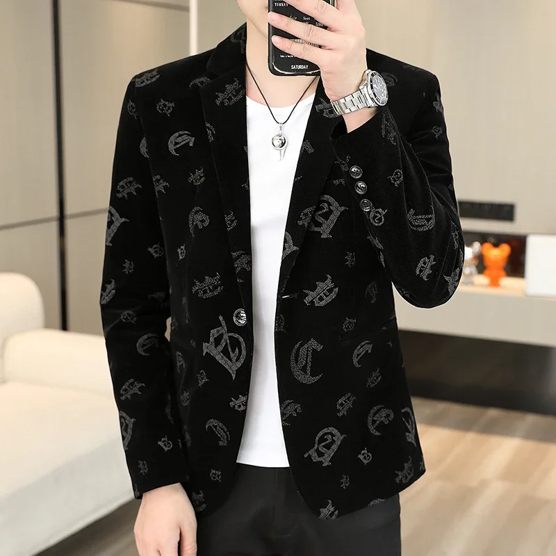 

High Quality Blazer Men's Korean Edition Trendy Fashion Elegant Fashion Simple Business Casual Gentleman's Suit Fitted Jacket