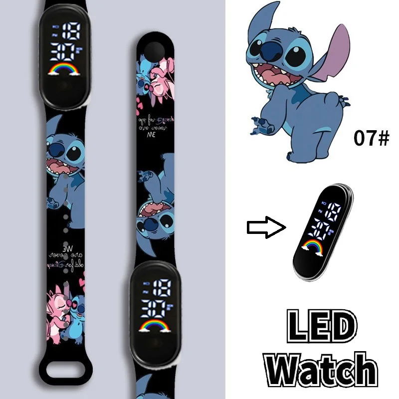 

Disney Stitch children's Watches Cartoon Anime Character Luminous Bracelet Watch LED Touch Waterproof Sports kids gifts watch