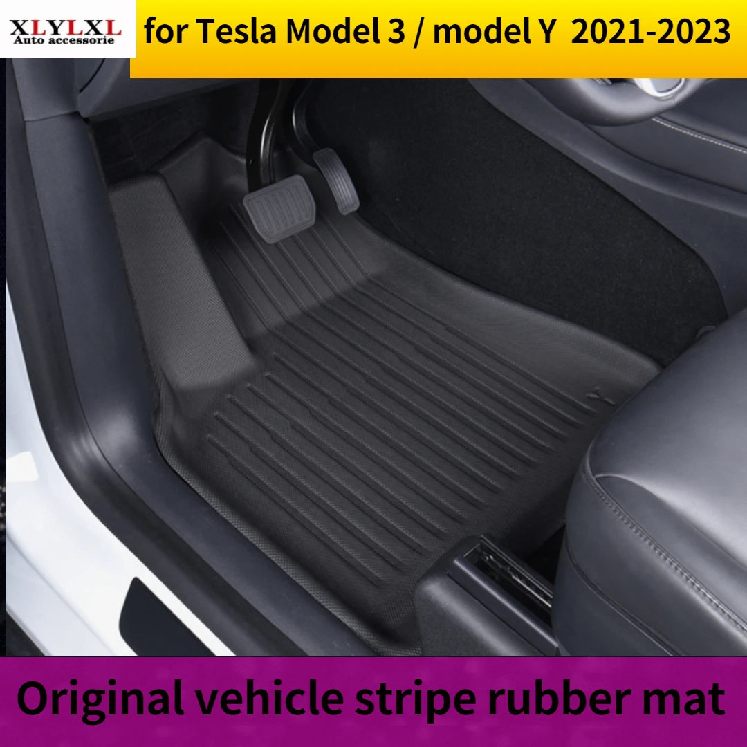 

Original vehicle stripe rubber mat for Tesla Model 3 non-slip floor Mat for Tesla Model Y trunk mats Carpets