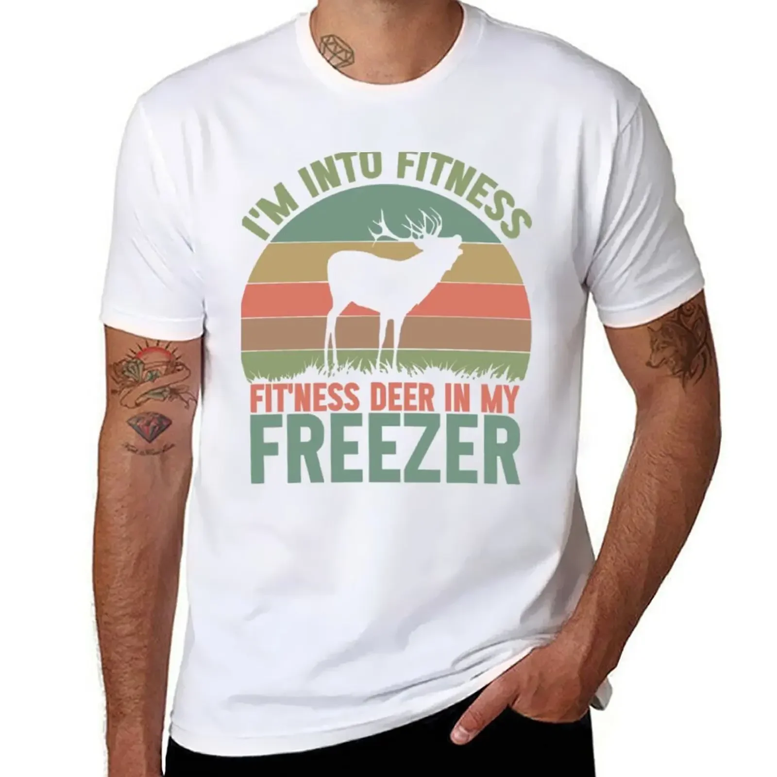 I'M INTO FITNESS FIT'NESS DEER IN MY FREEZER DEER SEASON HUNTING SEASON T-Shirt for a boy graphic t shirts mens designer t shirt